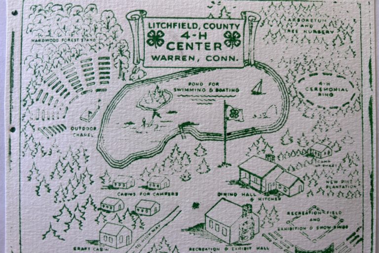 Illustrated map of the Litchfield County 4-H Center and camp in Warren, Connecticut