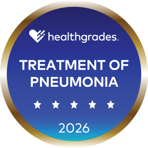 Healthgrades Treatment of Pneumonia 2026 five-star badge