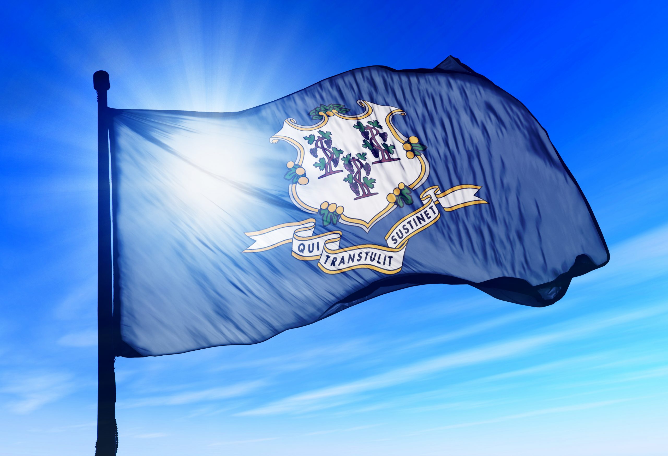 Connecticut flag waving in the wind