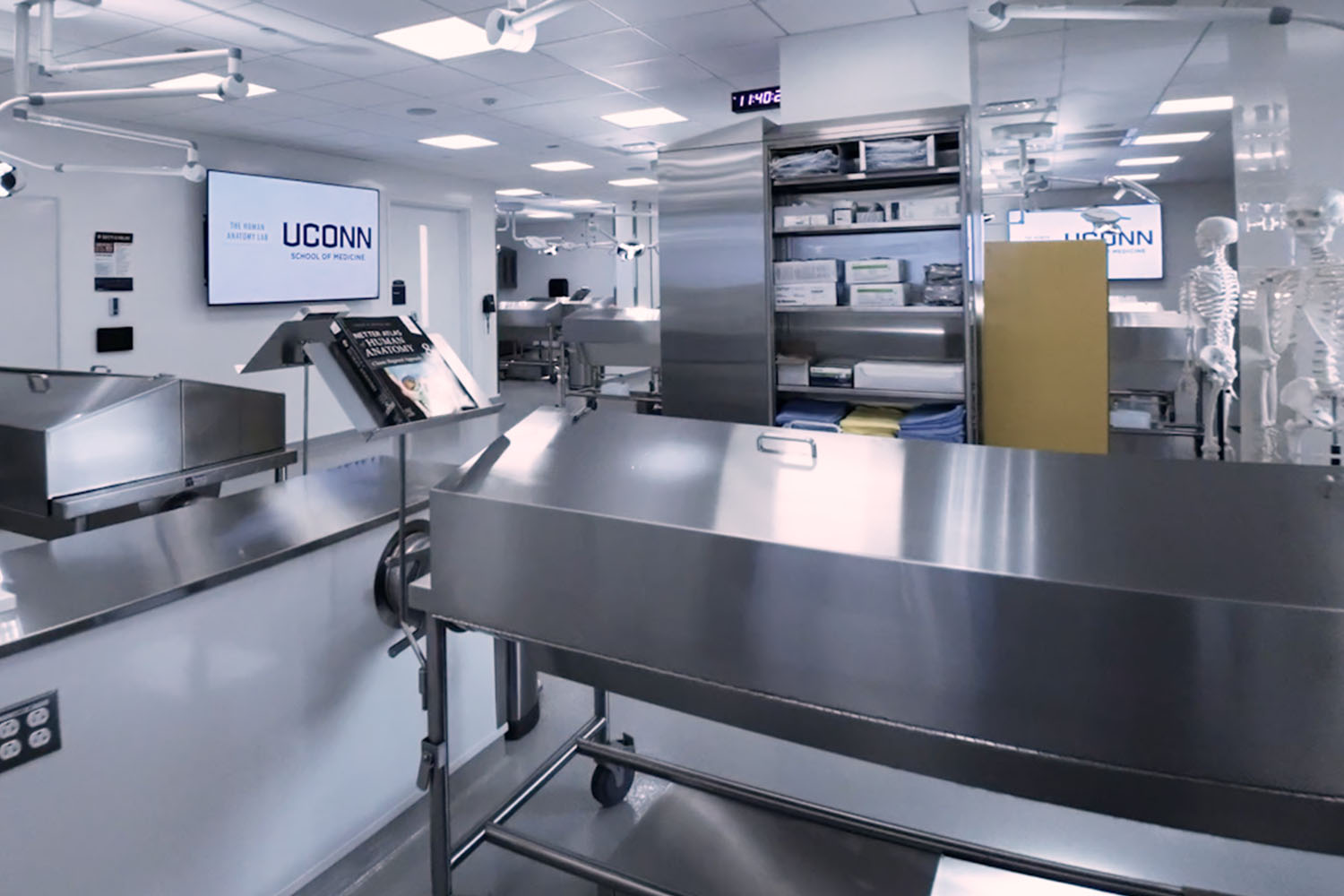 Dissection tables inside a lab at UConn Health