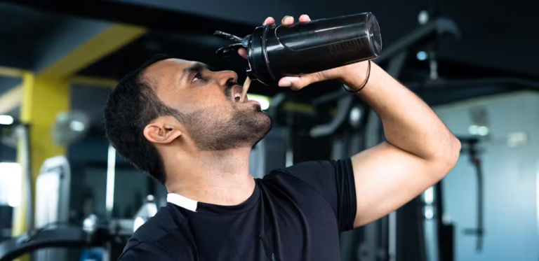 Man drinking protein shake