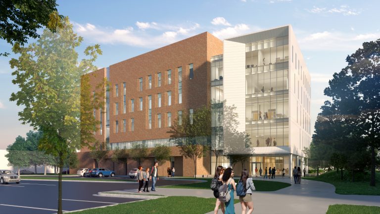 Future home of Elisabeth DeLuca School of Nursing building rendering.