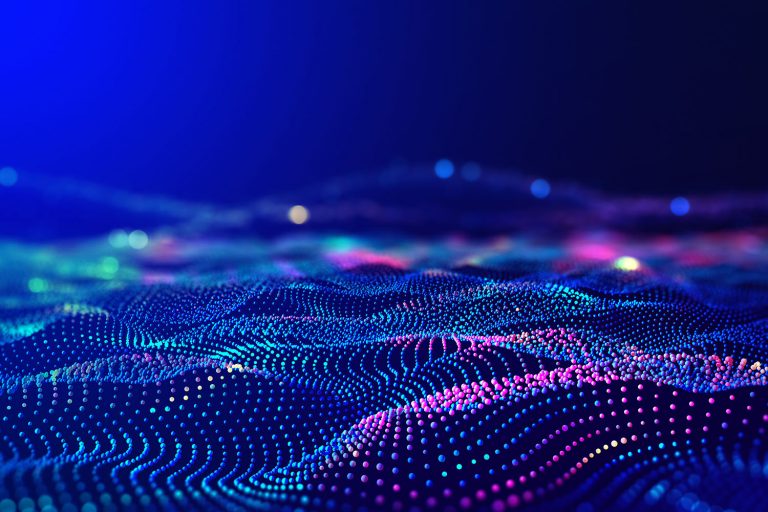 Concept of AI technology, digital communication, science research, 3D illustration music waves