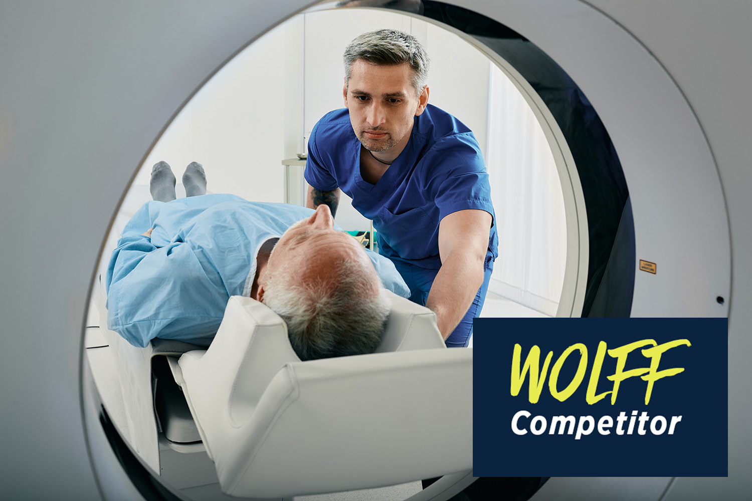 A patient is being slowly moved into an MRI machine.