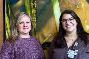 portrait two women indoors
