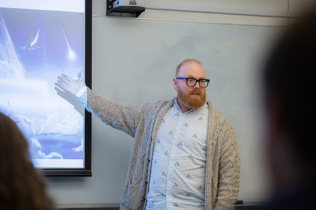 Assistant Professor Remy Levin teaching his undergraduate research lab.