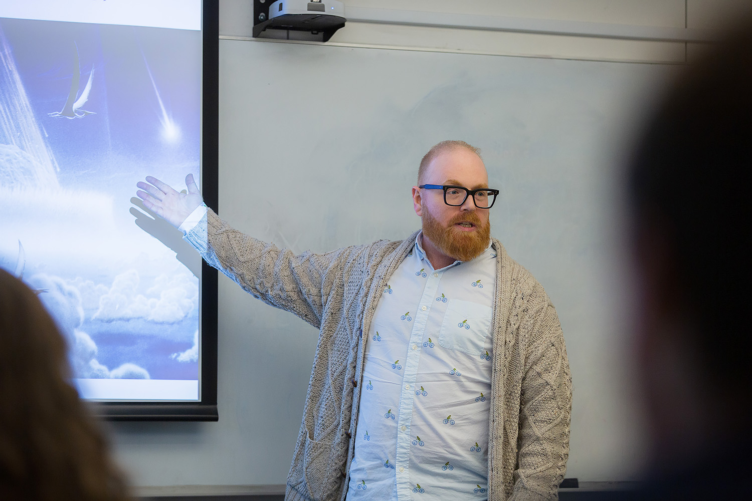 Assistant Professor Remy Levin teaching his undergraduate research lab.