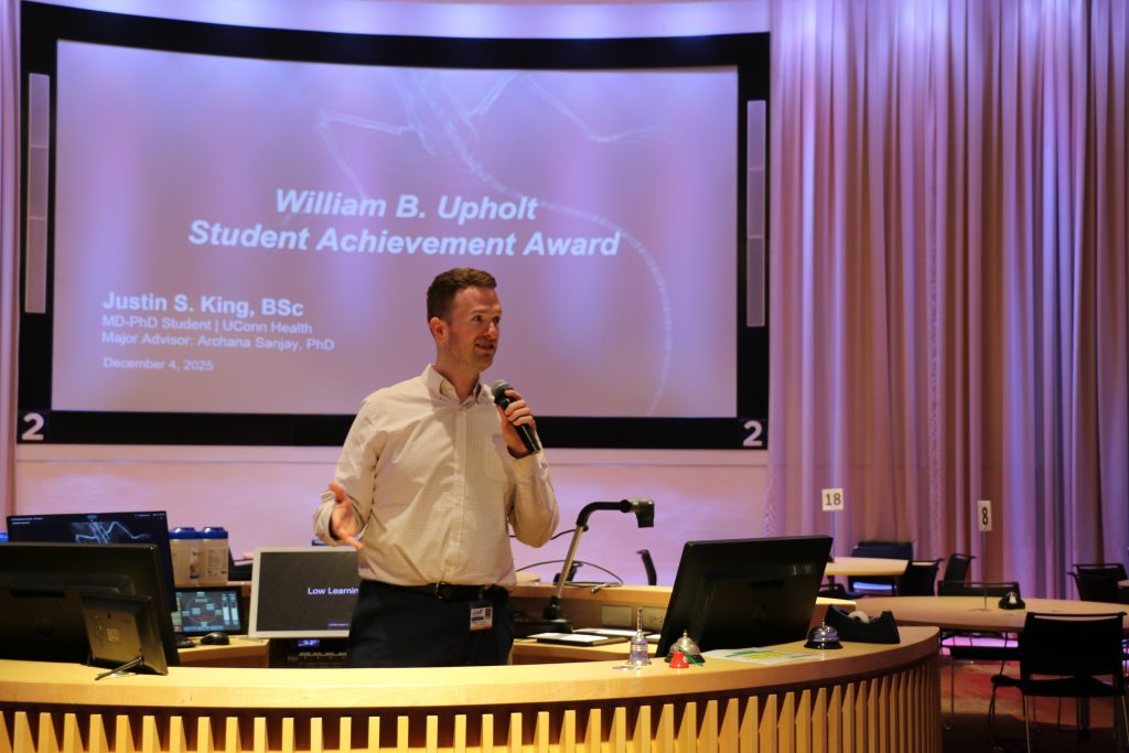 man gives presentation