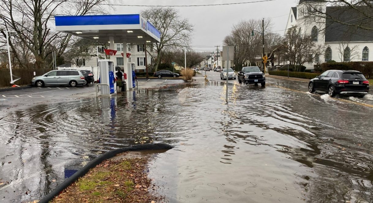 Flooded gas station