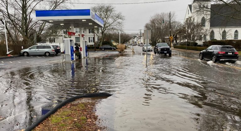 Flooded gas station
