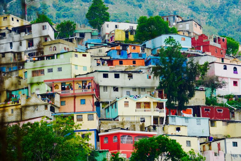 Colorful buildings clustered on a hill