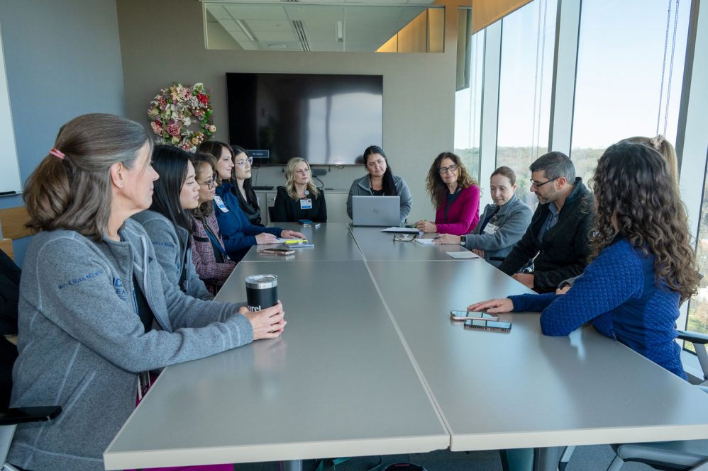 12 people meeting around a conference room table