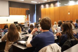 Brandon Grenier and Saraswathi Vemulapalli at the Stethoscope Ceremony.