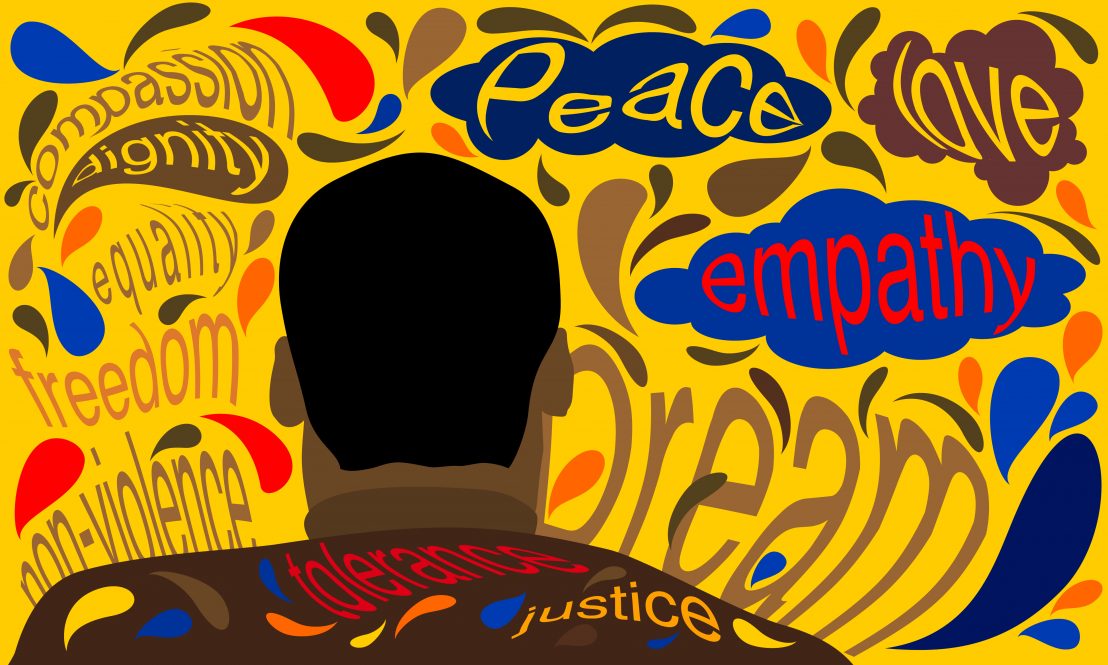 AdobeStock artwork showcasing MLK Jrs work in word cloud