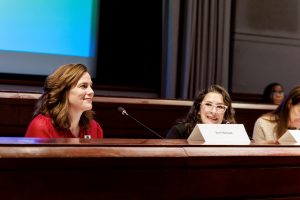 Kerri Raissian, senior research scientist at the Yale School of Public Health, and State Representative Jaime Foster, D - 57th, during the 3rd annual Moving Beyond Implications conference
