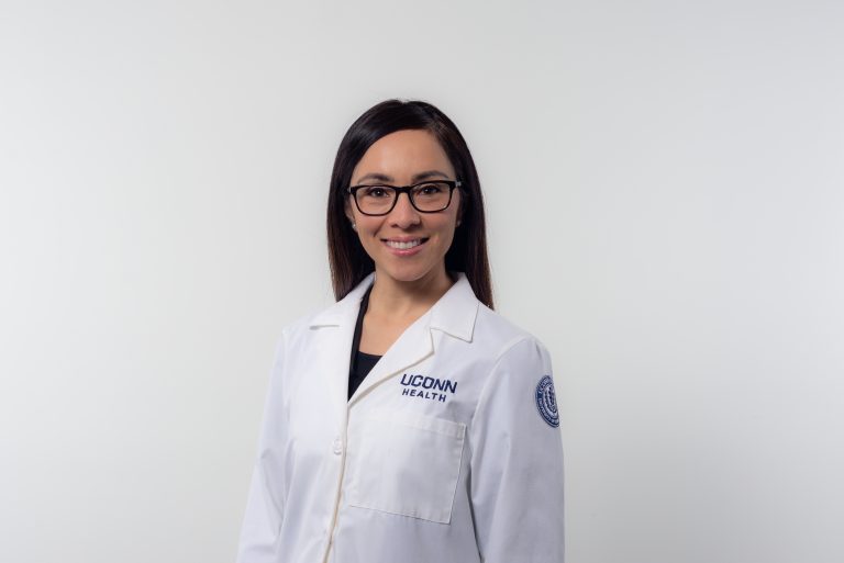female dentist white background
