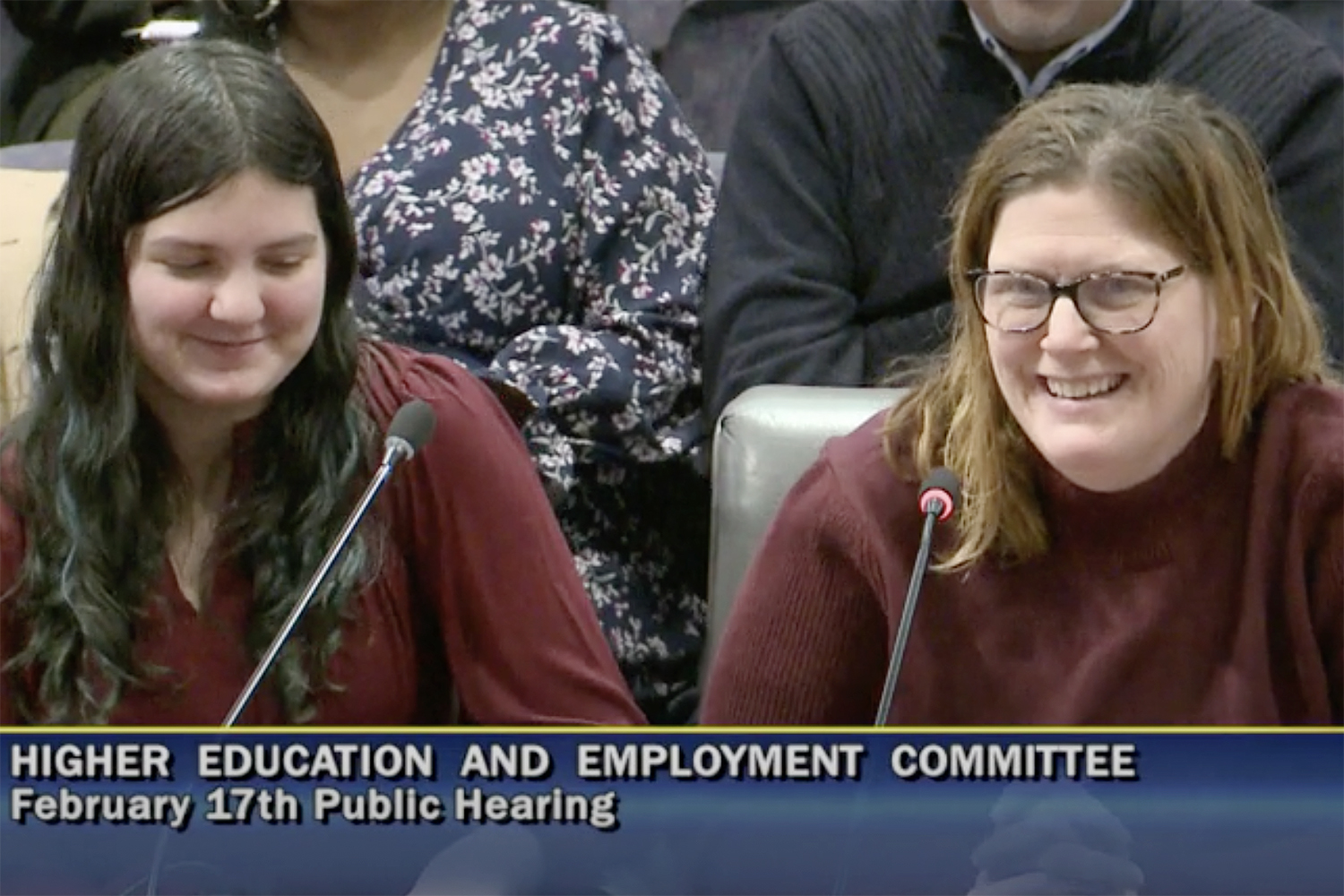 Seventh-grader Caroline Kapralos and her mother, Shannon Lane, Ph.D., LMSW, director of the Nancy A. Humphreys Institute for Political Social Work