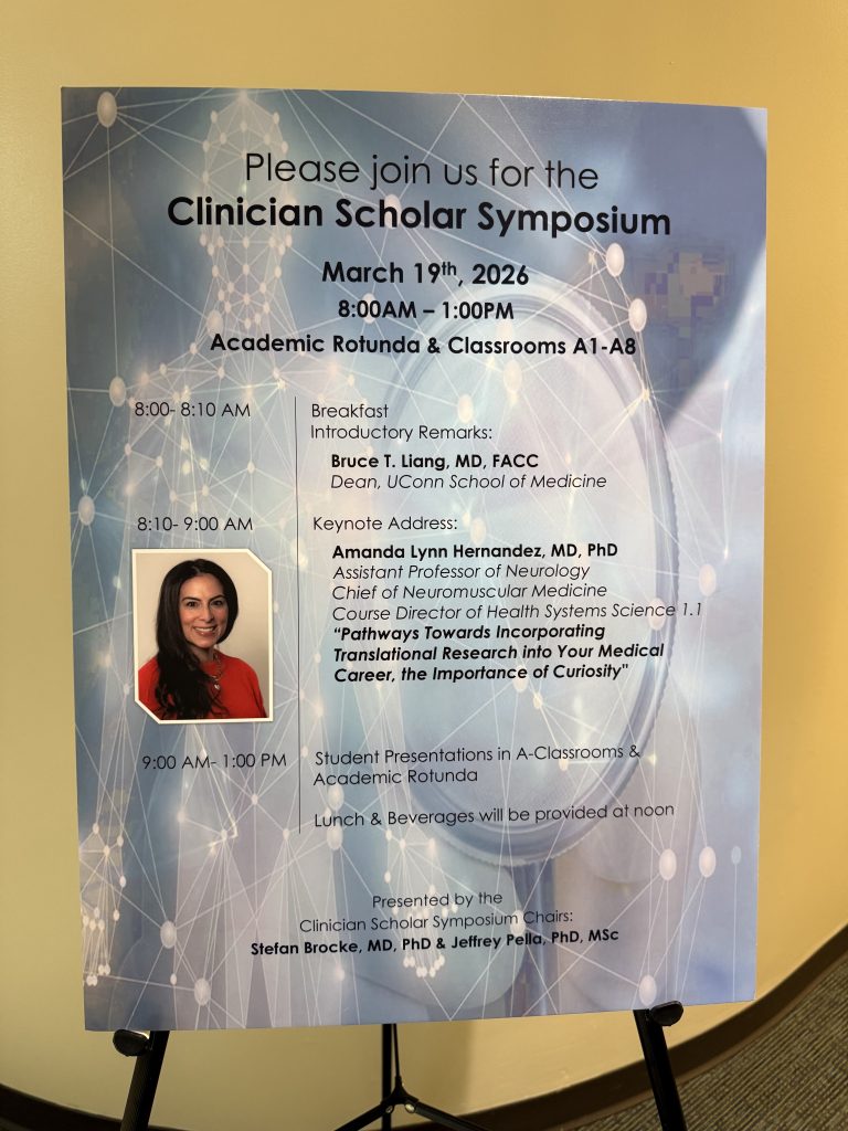 Event poster for the annual Clinician Scholar Symposium.