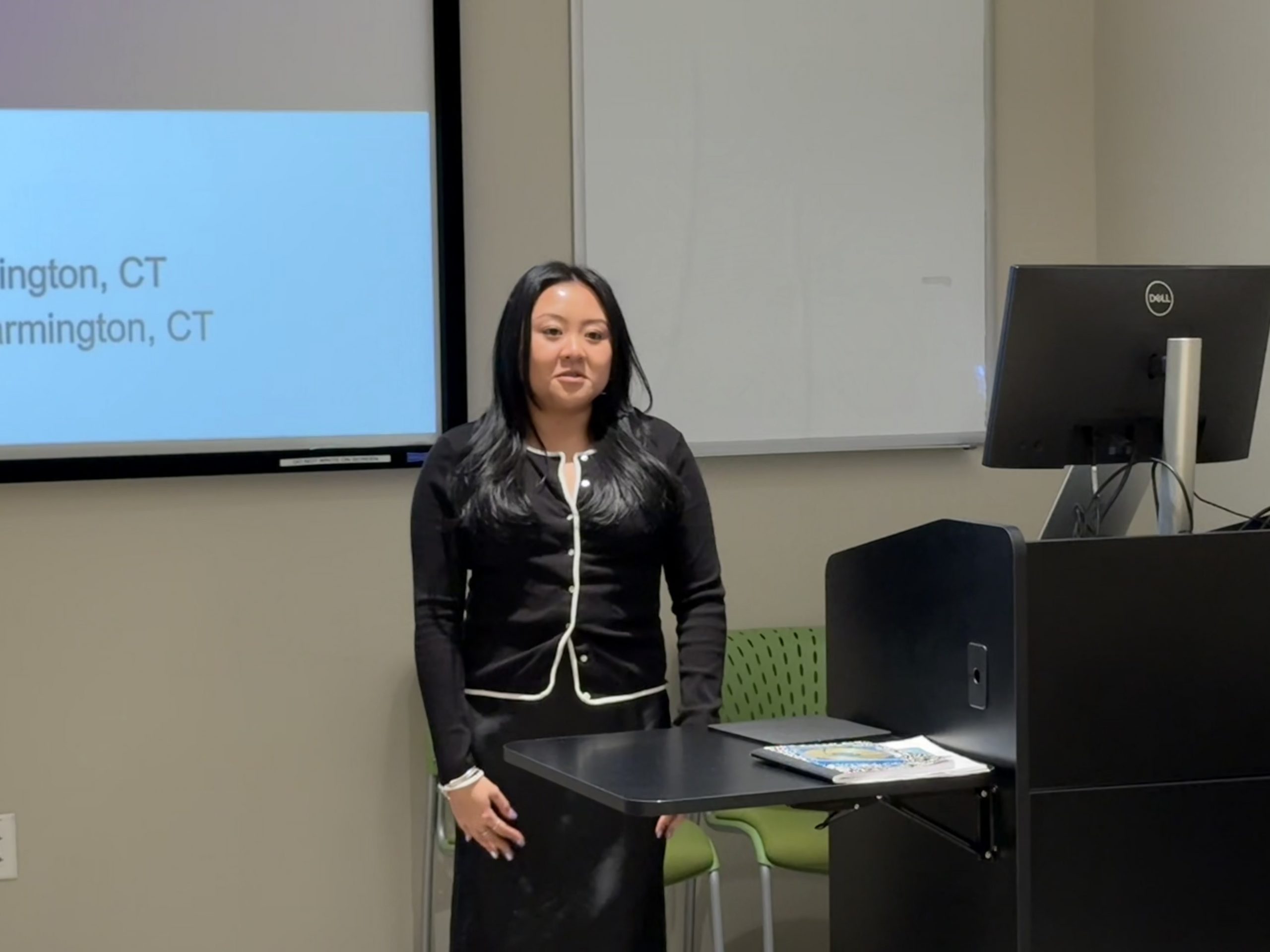 Sonn to be future doctor Alyssa Lam presenting on March 19. 2026. (UConn Photo/Lauren Woods). 