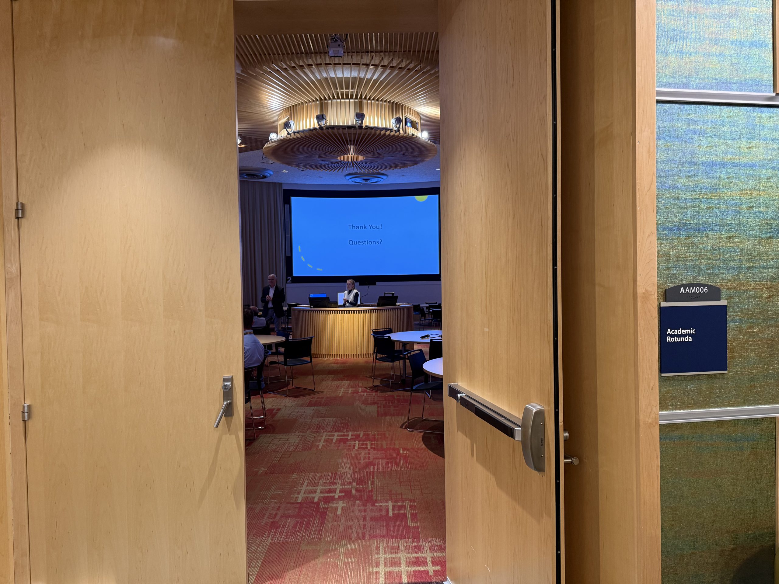 Presentations of capstones for the Class of 2026 in academic rotunda
