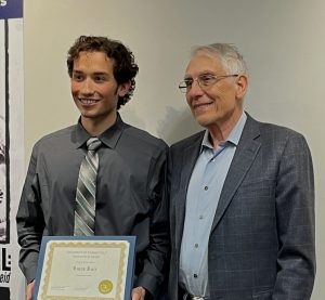 Ruiz and Professor Costigliola during the History Department award ceremony in 2023.