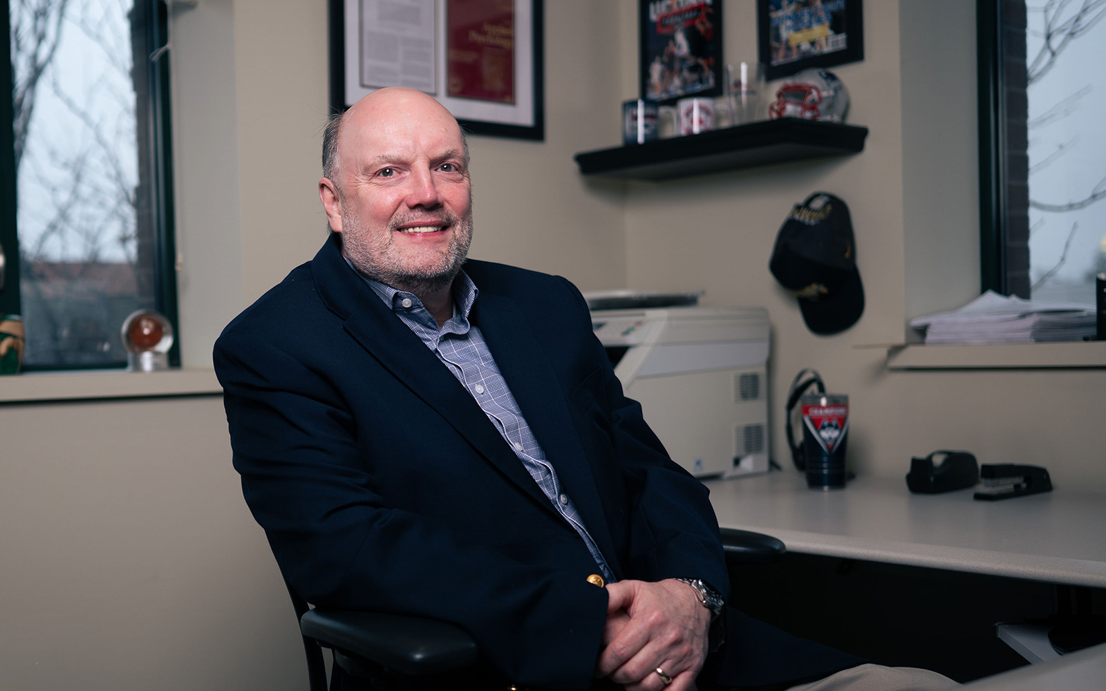 Professor John Mathieu in his office in Storrs, CT