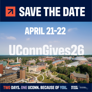 Save the date graphic for UConn Gives 26 April 21-22