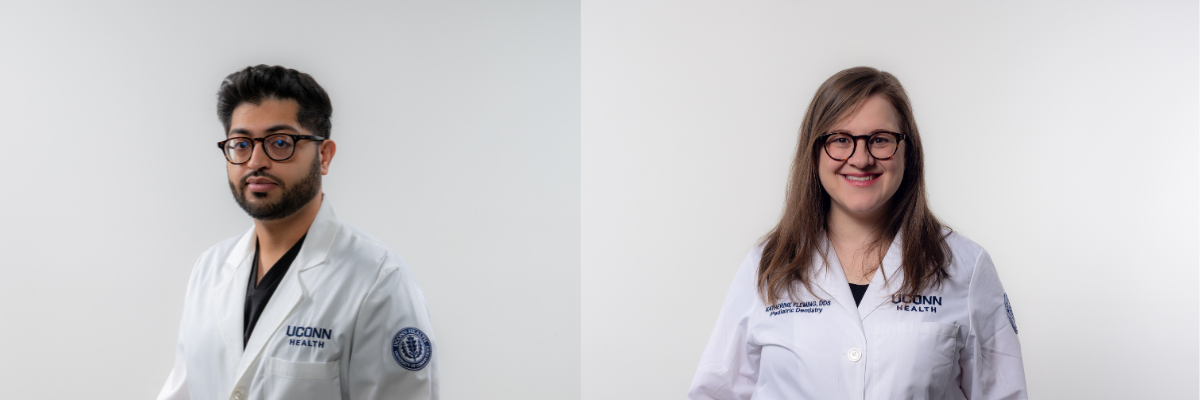 two dentists plain background