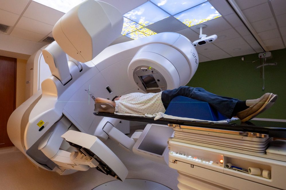 model patient with the TrueBeam Linear Accelerator radiation oncology machine