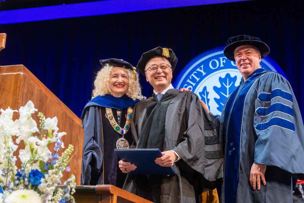 Gerald Chan with President Maric and Dr. Tom Regan.