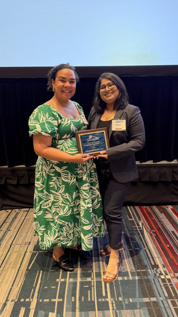 UConn second-year internal med resident Dr. Anusha Parisapogu Charter Oak's Corinne Plaisir.