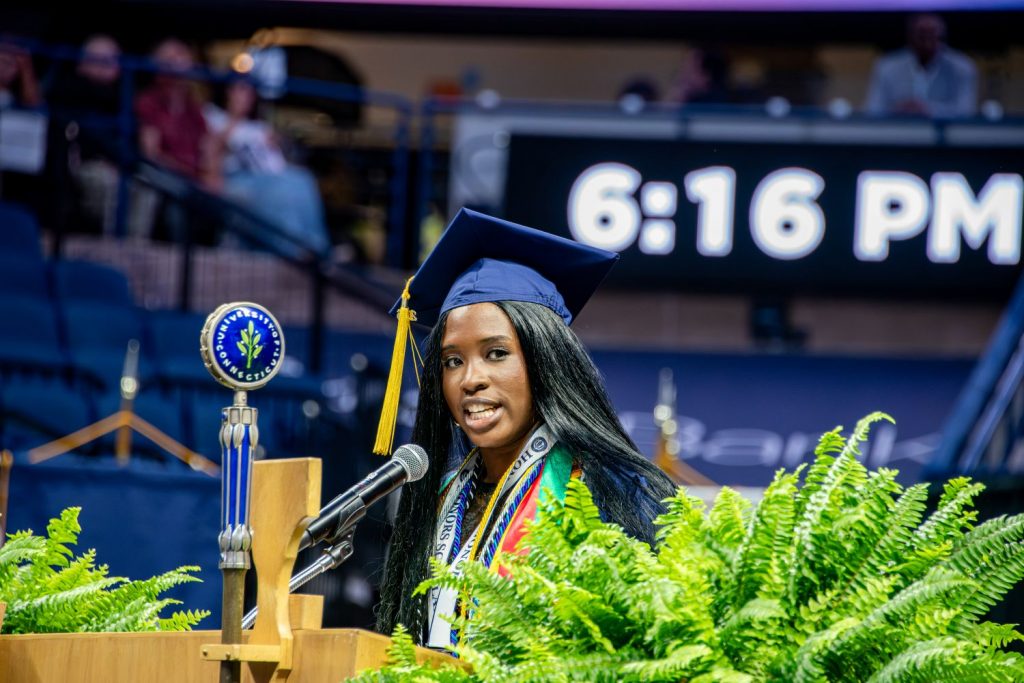 Student speaker at CAHNR Commencement