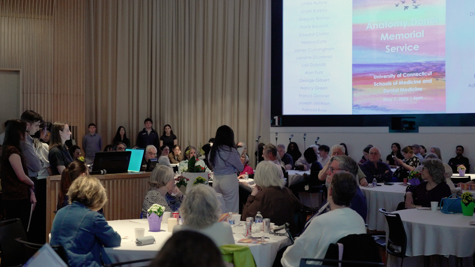 The annual Anatomy Donor Memorial Service was held in the Academic Rotunda where UConn medical and dental students honored the lasting gift of donors to the anatomy program. (Ryan Bernat/UConn Health)