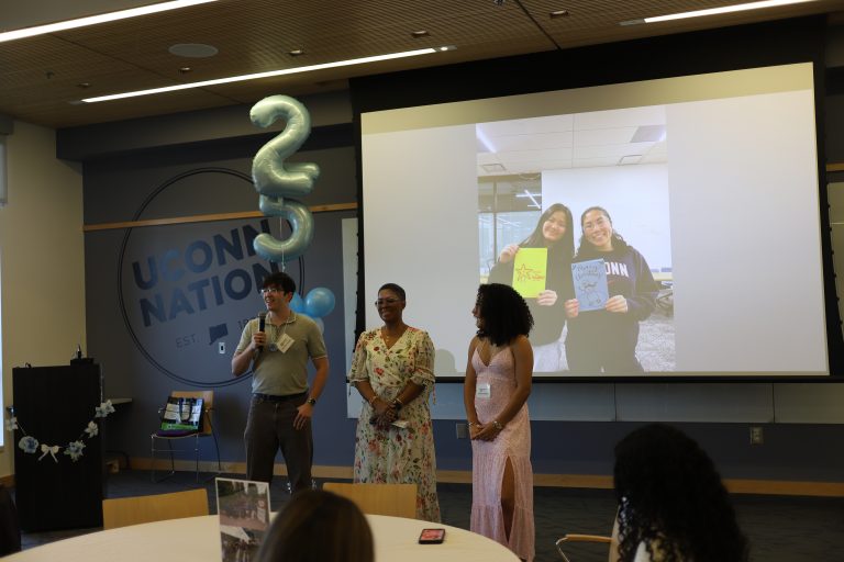 Students and faculty presenting.
