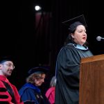 Jocelyn Tamborello-Noble gives the commencement address.
