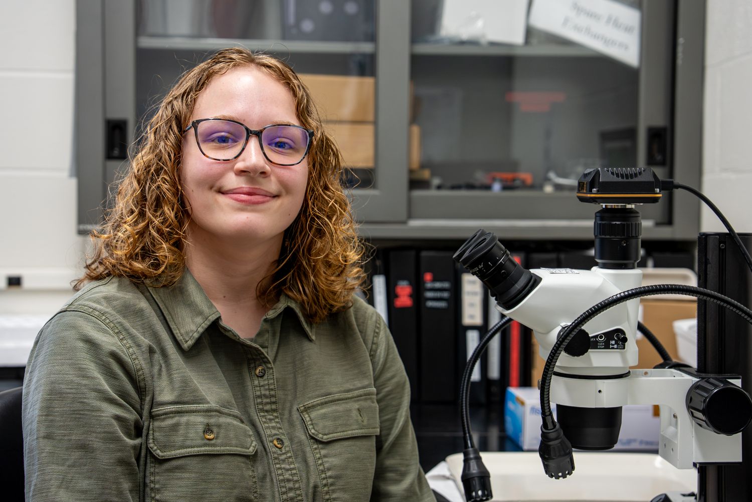 Kiley Roy ‘26 (CAHNR) poses for a photo in the Wilbur O. Atwater Laboratory