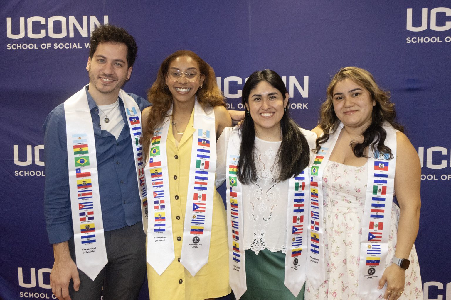 Lucas Amestoy '26 MSW, Jashleen Abreu Flores '26 MSW, Kimberly Rios '26MSW, and Alejandra Vazquez '26 MSW.