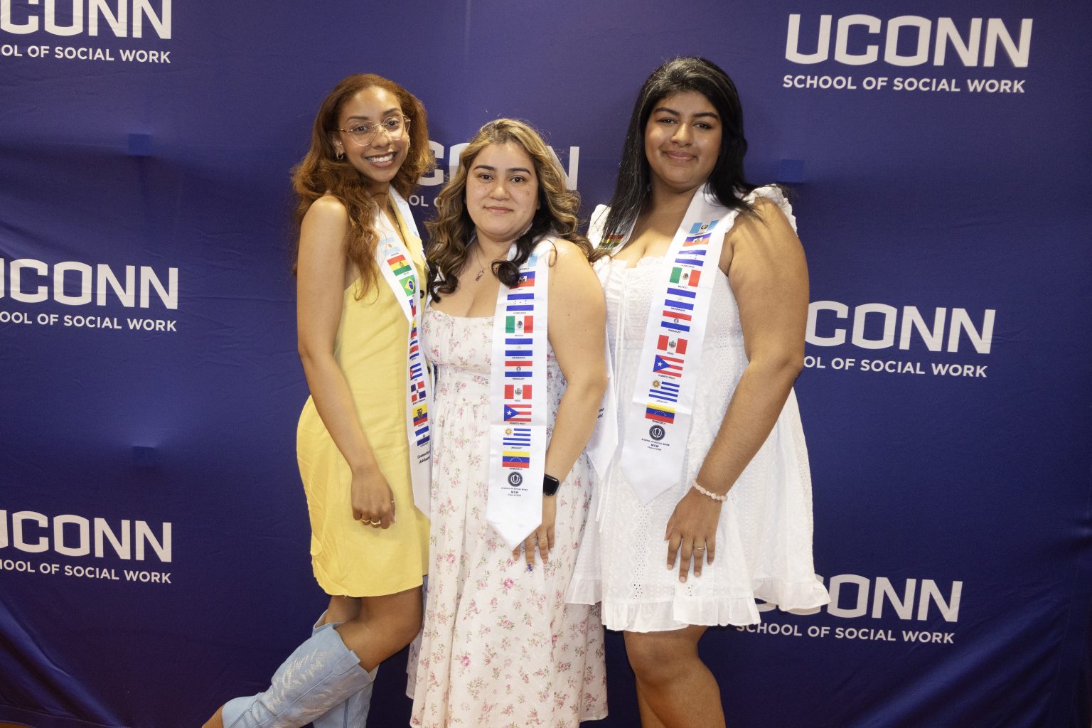 Jashleen Abreu Flores ’26 MSW, Alejandra Vazquez ’26 MSW and Kayla Cruz '26 MSW.