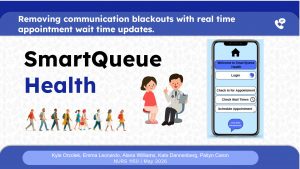 image of smartque health app with information about communication blackouts