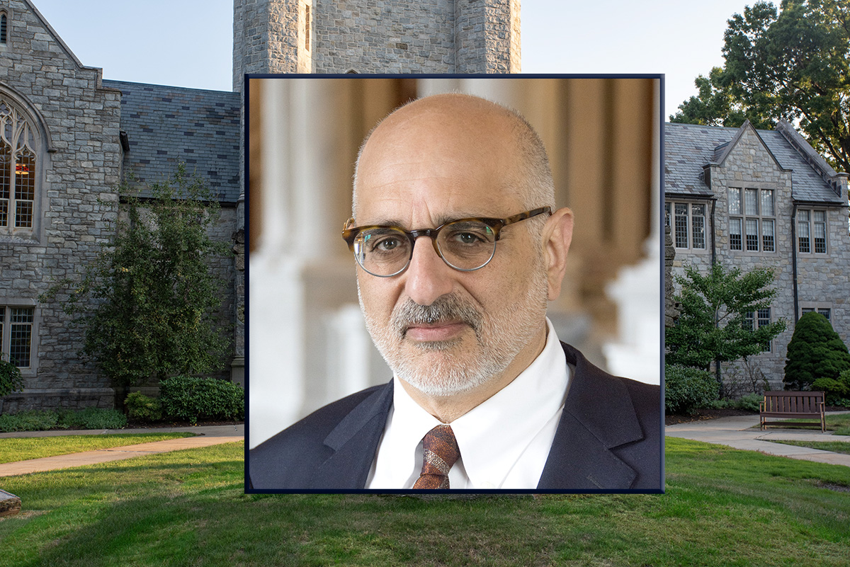 headshot of Steven Wilf over photo of Starr Hall