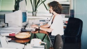 Jasna Jankovic works at a computer during her early engineering career.