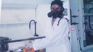 Jasna Jankovic conducts research in a laboratory during her Ph.D. studies.