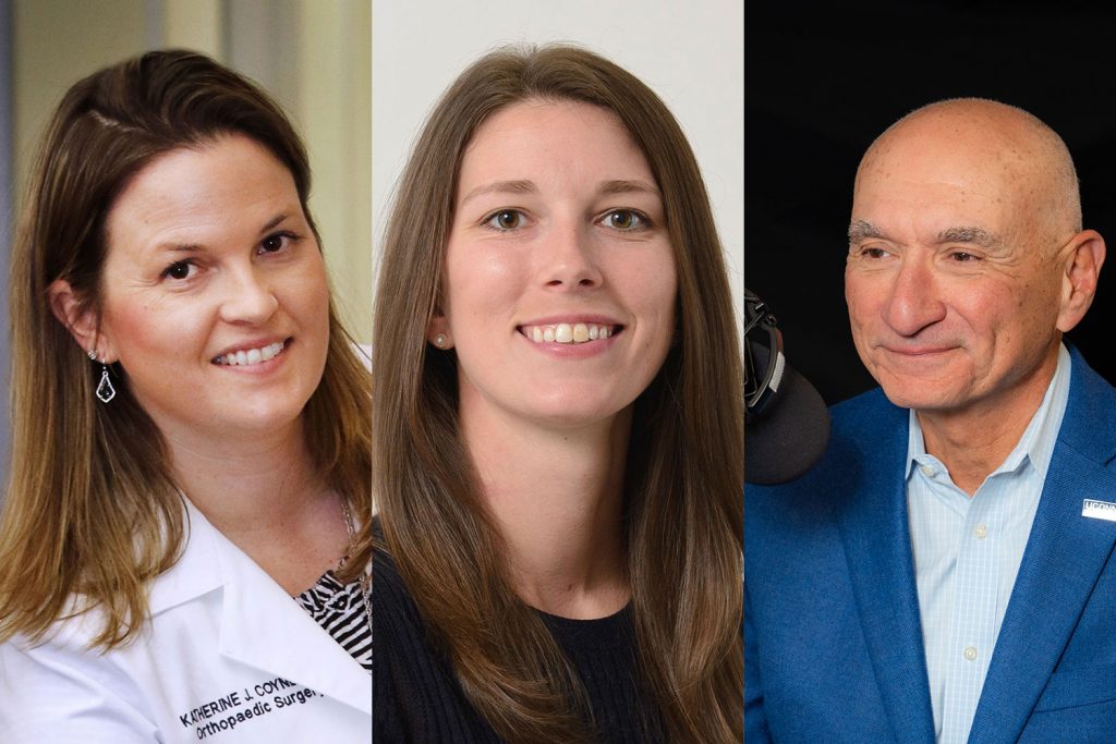 three-portrait collage, Drs. Katherine Coyner, Allison Schafer, and Anthony Alessi
