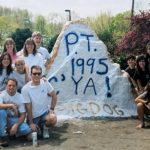 Class of 1995 in front of the Spirit Rock
