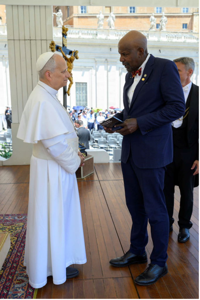 The Pope and Dr. Cato T. Laurencin on June 17, 2026 at the Vatican.