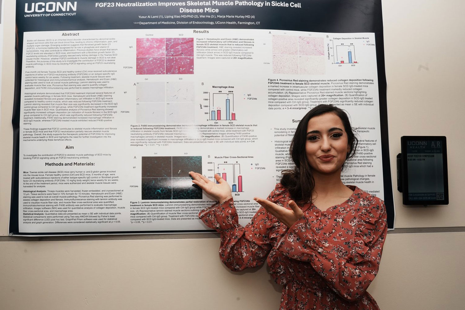 UConn Storrs Class of 2027, Yusur Al Lami, of West Hartford presented her summer research on sickle cell disease (Photo by John Astashian on July 16, 2026).