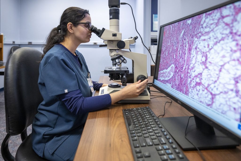 UConn pathology resident Dr. Sonam Talreja (UConn Photo/Sean Flynn).