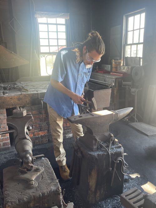 Man working in boat house
