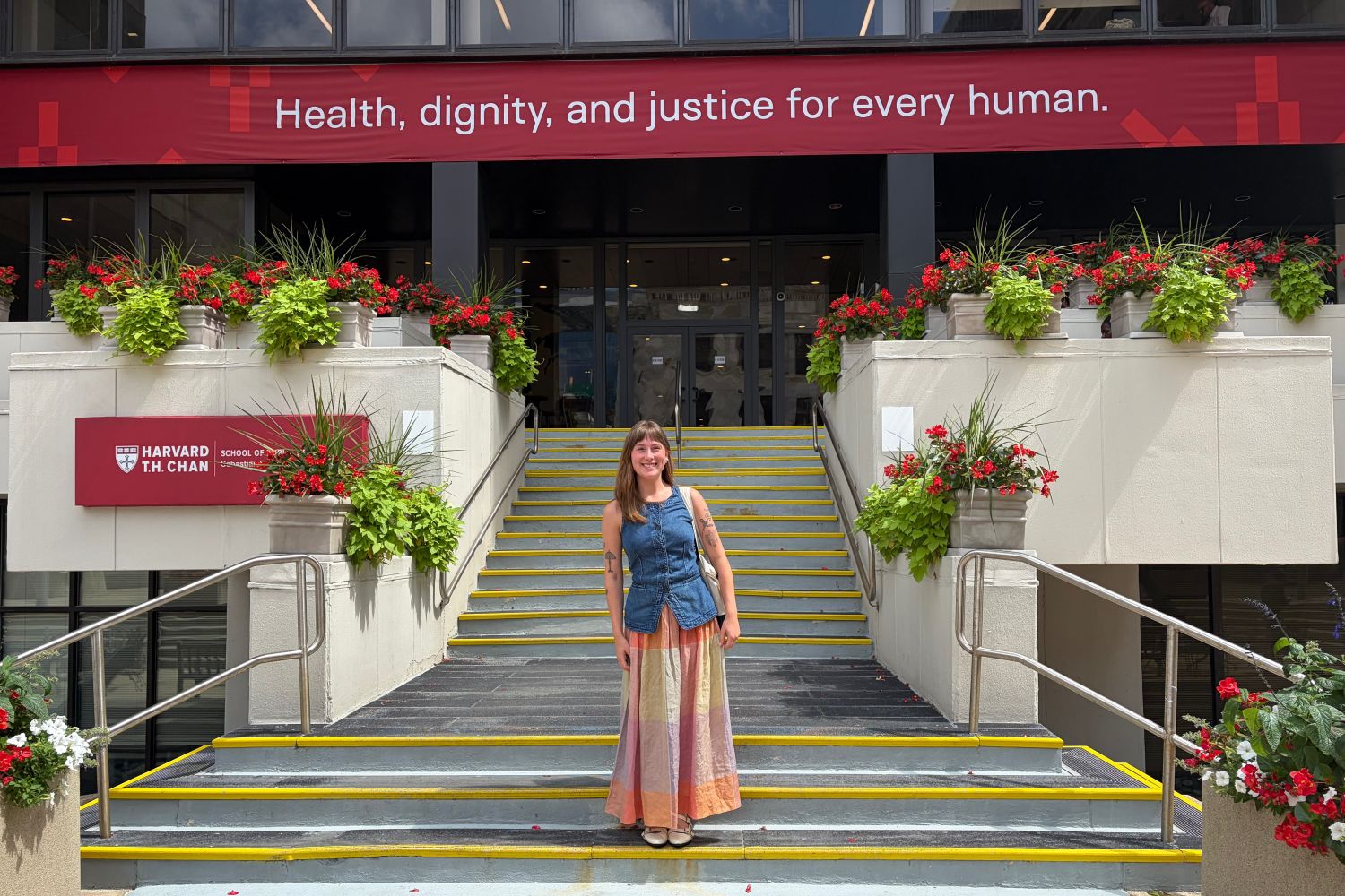 Hannah Peterson stands outside Harvard center