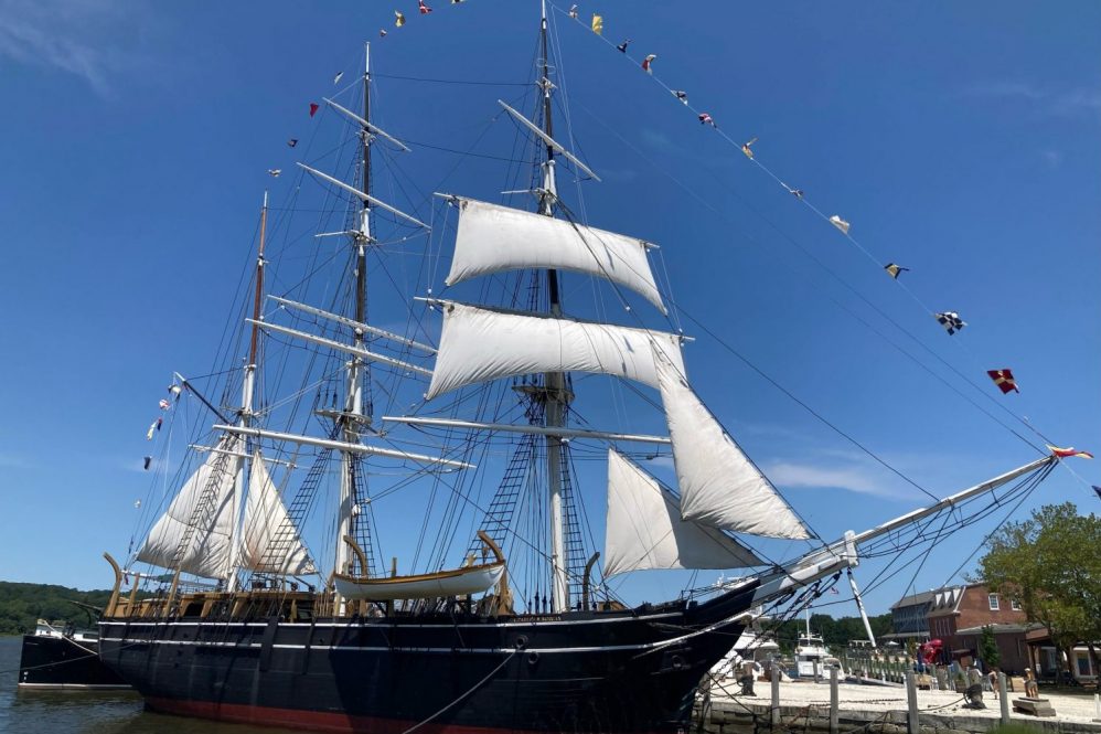 Whaleship docked in the water.
